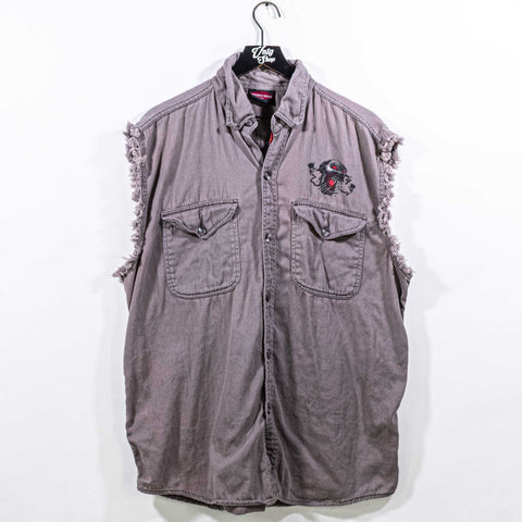 Daytona Biker Rally Cutoff Denim Shirt 2010 Skulls