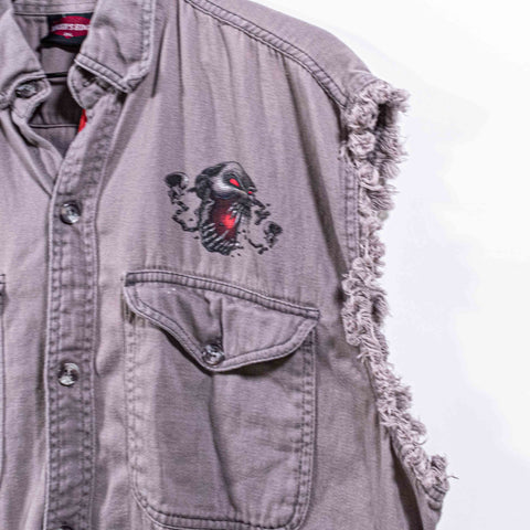 Daytona Biker Rally Cutoff Denim Shirt 2010 Skulls