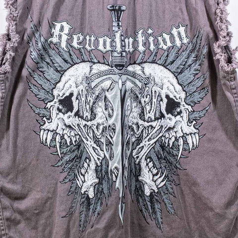 Daytona Biker Rally Cutoff Denim Shirt 2010 Skulls