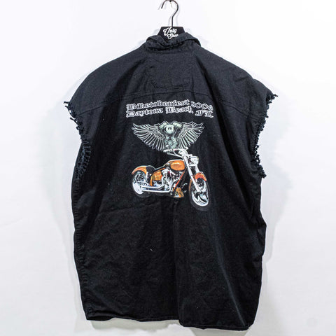 Daytona Biketoberfest Biker Rally Cutoff Denim Shirt 2006