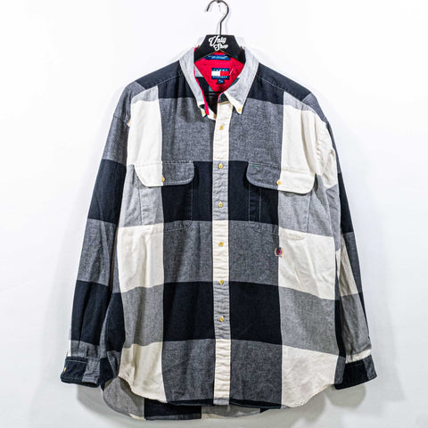 Tommy Hilfiger Plaid Flannel Button Don Shirt Crest