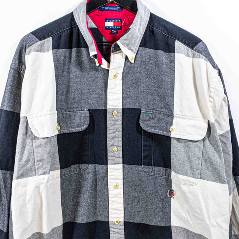 Tommy Hilfiger Plaid Flannel Button Don Shirt Crest