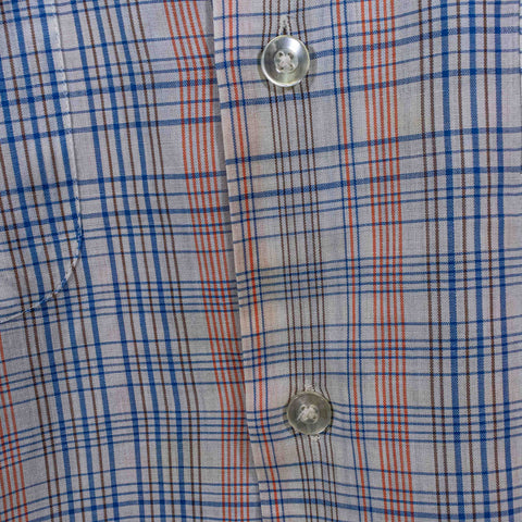 Plaid Pointed Collar Short Sleeve Button Shirt