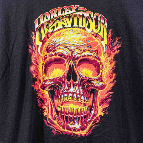 Harley Davidson Motorcycles Flame Skull T-Shirt Seminole Florida