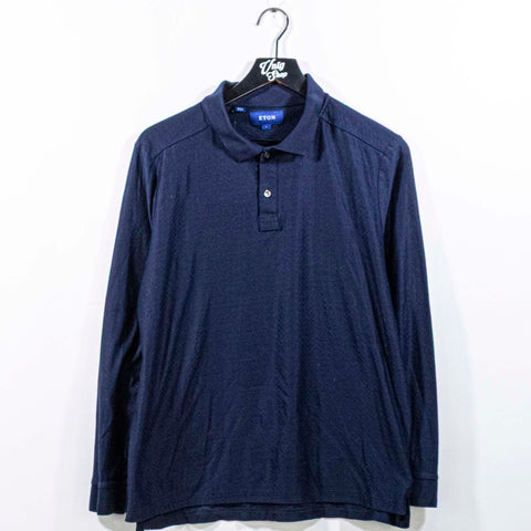 ETON Diamond Jacquard Long Sleeve Polo Shirt