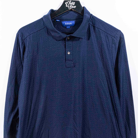 ETON Diamond Jacquard Long Sleeve Polo Shirt