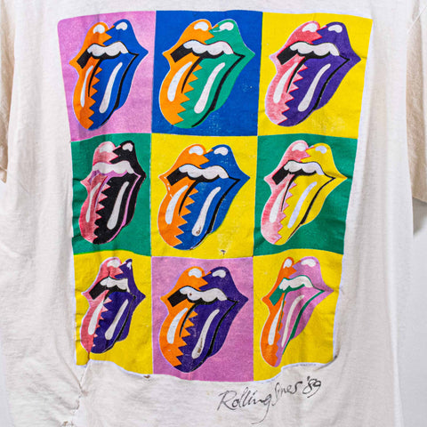 The Rolling Stones Steel Wheels North American Tour 1989 T-Shirt Andy Warhol Thrashed