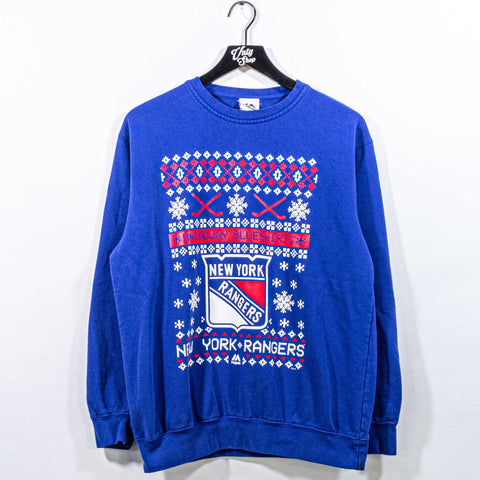 New York Rangers Broadway Blueshirts Holiday Sweatshirt Majestic NHL Hockey