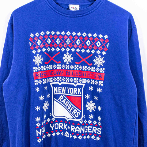 New York Rangers Broadway Blueshirts Holiday Sweatshirt Majestic NHL Hockey
