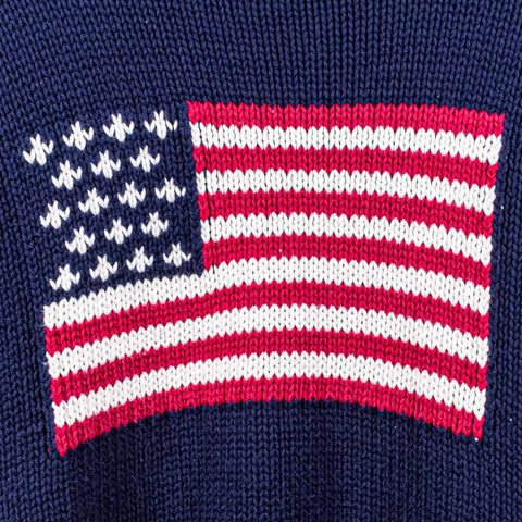 Grant Thomas USA American Flag Knit Pullover Sweater Made in USA