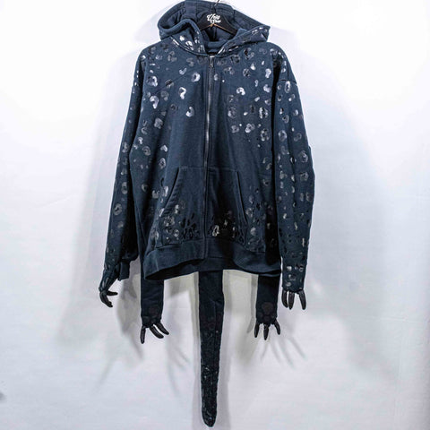 Jeremy Scott Adidas Leopard Full Zip Hoodie Sweatshirt Paws Tail