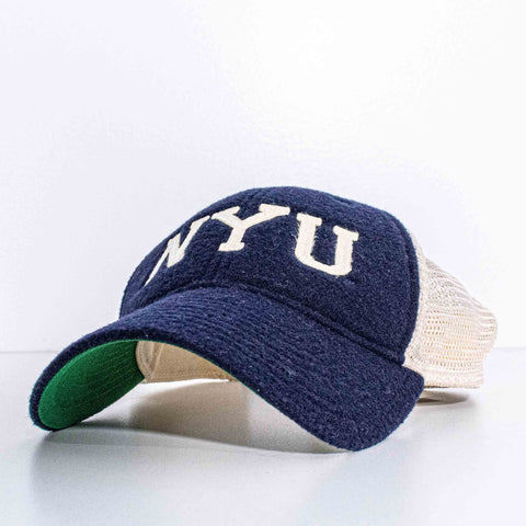 NYU New York University Fleece Trucker Snapback Hat Legacy