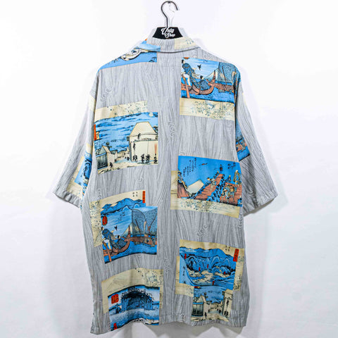 Phat Farm Japanese Art AOP Short Sleeve Button Shirt