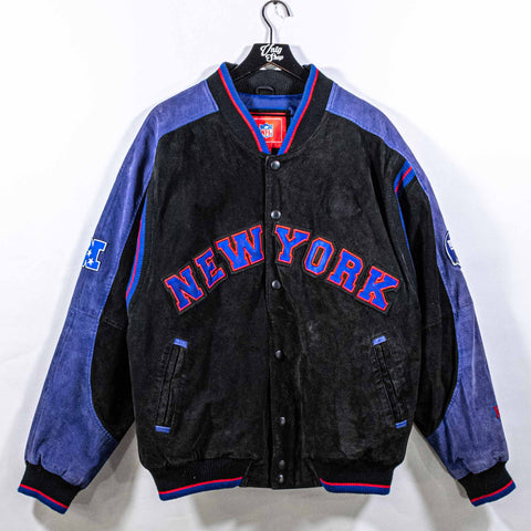 New York Giants NFL Suede Leather Bomber Jacket Varsity