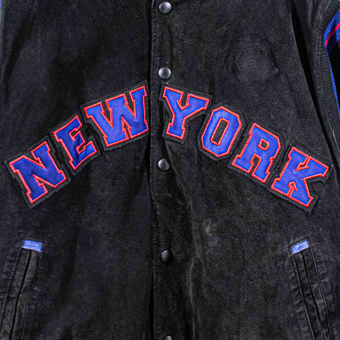 New York Giants NFL Suede Leather Bomber Jacket Varsity
