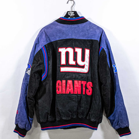 New York Giants NFL Suede Leather Bomber Jacket Varsity