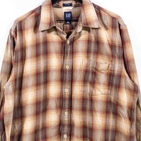 GAP Relaxed Fit Plaid Heavyweight Flannel Button Shirt