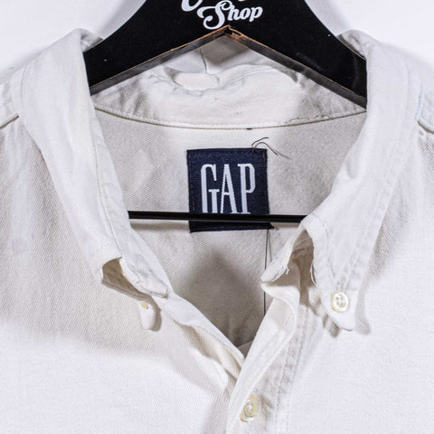 GAP White Denim Button Down Shirt Double Pocket