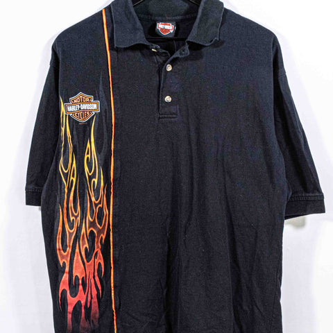 Harley Davidson Motorcycles Flames Logo Polo Shirt