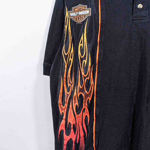 Harley Davidson Motorcycles Flames Logo Polo Shirt