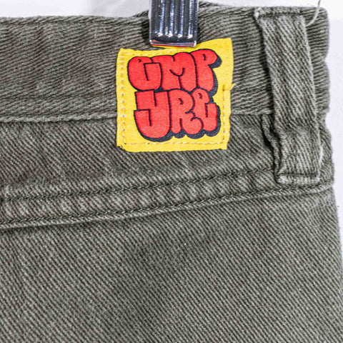 Empyre Relax Jeans Mens Olive Green Skater Baggy Wide Leg Skateboarding Denim