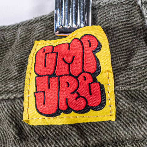 Empyre Relax Jeans Mens Olive Green Skater Baggy Wide Leg Skateboarding Denim