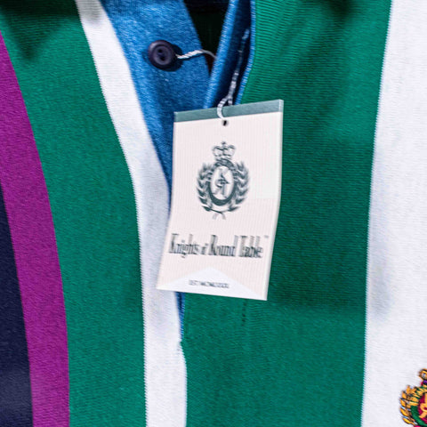 Knights of The Round Table Striped Long Sleeve Rugby Polo Shirt