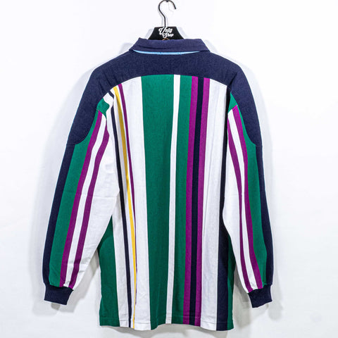 Knights of The Round Table Striped Long Sleeve Rugby Polo Shirt