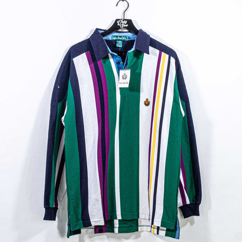 Knights of The Round Table Striped Long Sleeve Rugby Polo Shirt