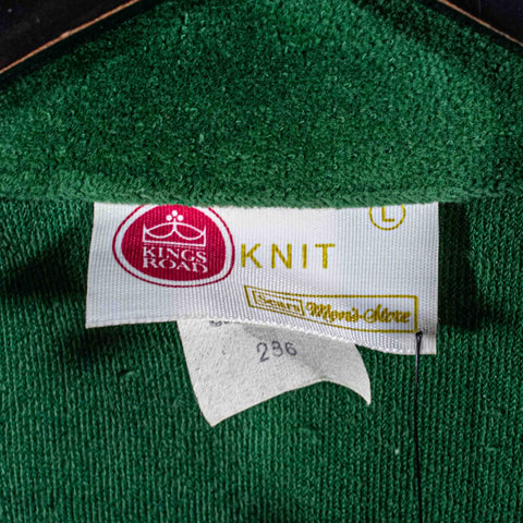 Kings Road Velour Long Sleeve Polo Shirt Pointed Collar Sears Disco