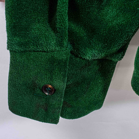 Kings Road Velour Long Sleeve Polo Shirt Pointed Collar Sears Disco