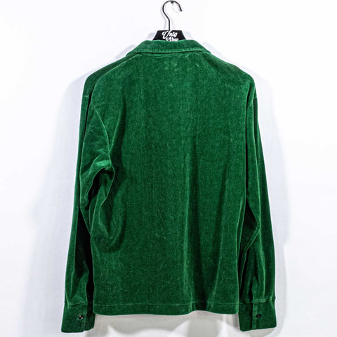 Kings Road Velour Long Sleeve Polo Shirt Pointed Collar Sears Disco