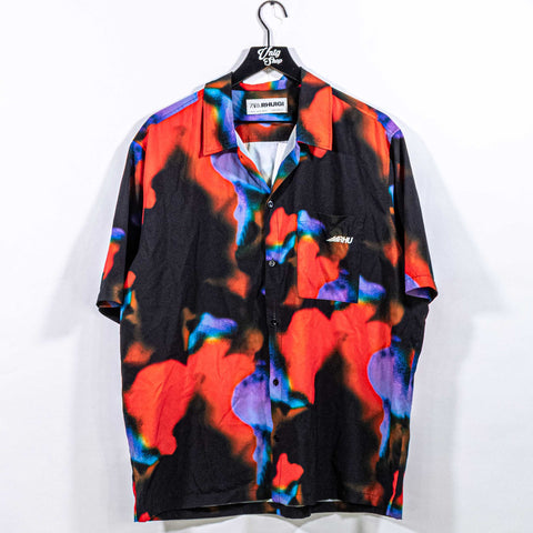 Zara RHUGI Abstract Art Short Sleeve Button Shirt