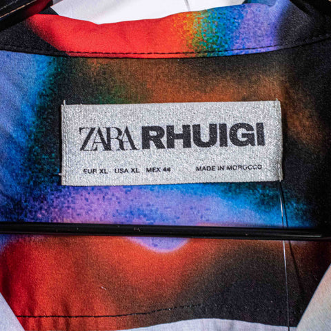Zara RHUGI Abstract Art Short Sleeve Button Shirt