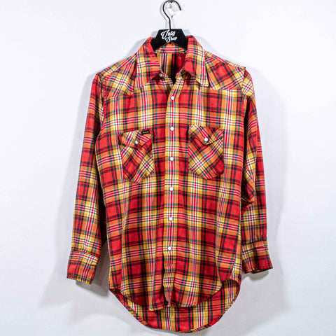 Wrangler Plaid Flannel Pearl Snap Shirt