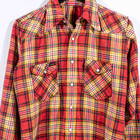 Wrangler Plaid Flannel Pearl Snap Shirt