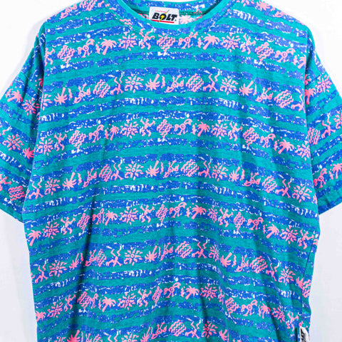 Lightning Bolt AOP Striped Surf T-Shirt