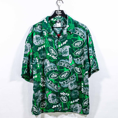 New York Jets NFL Gang Green Hawaiian Button Shirt
