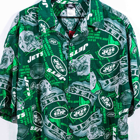 New York Jets NFL Gang Green Hawaiian Button Shirt