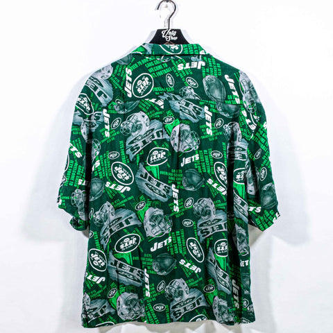 New York Jets NFL Gang Green Hawaiian Button Shirt
