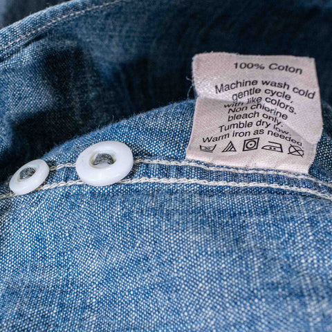 Wallace & Barnes Selvedge Band Collar Chambray Shirt