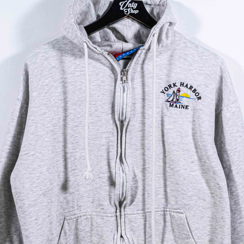 York Harbour Maine Lighthouse Zip Hoodie Sweatshirt