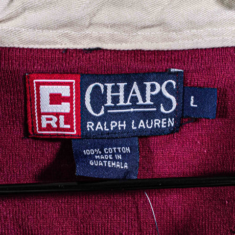Chaps Ralph Lauren Crest Striped Long Sleeve Polo Shirt