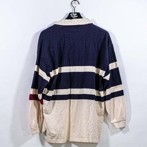 Chaps Ralph Lauren Crest Striped Long Sleeve Polo Shirt