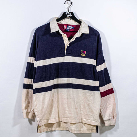 Chaps Ralph Lauren Crest Striped Long Sleeve Polo Shirt
