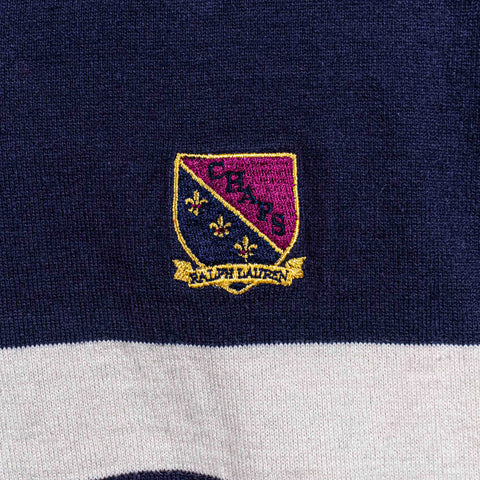 Chaps Ralph Lauren Crest Striped Long Sleeve Polo Shirt
