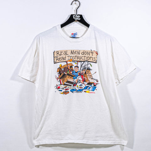 Real Men Don't Read Instructions T-Shirt Joke Funny Single Stitch