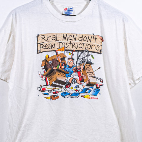 Real Men Don't Read Instructions T-Shirt Joke Funny Single Stitch