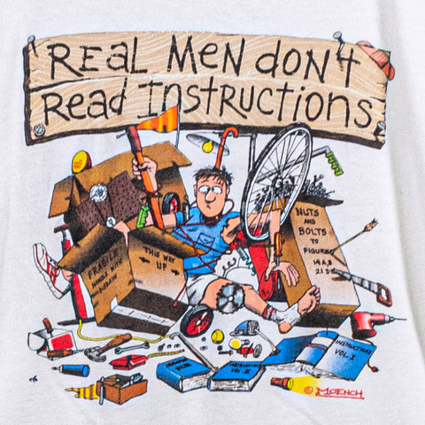 Real Men Don't Read Instructions T-Shirt Joke Funny Single Stitch