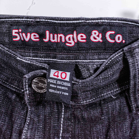 5ive Jungle Jeans Baggy Wide Leg Hip Hop Embroidered Pockets